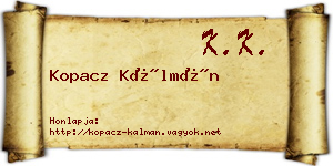 Kopacz Kálmán névjegykártya
